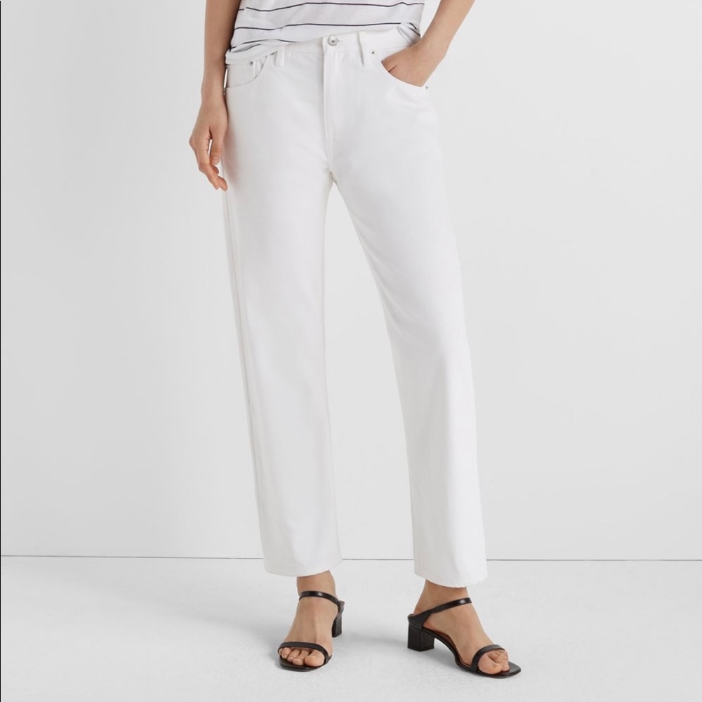NWT Club Monaco White Relaxed Slim Crop Jeans, Size 24